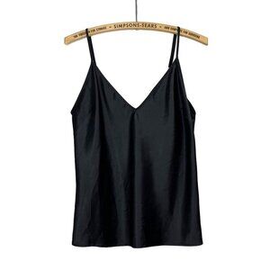 Zara Womens Satin V-Neck Cami Black Medium Date Night